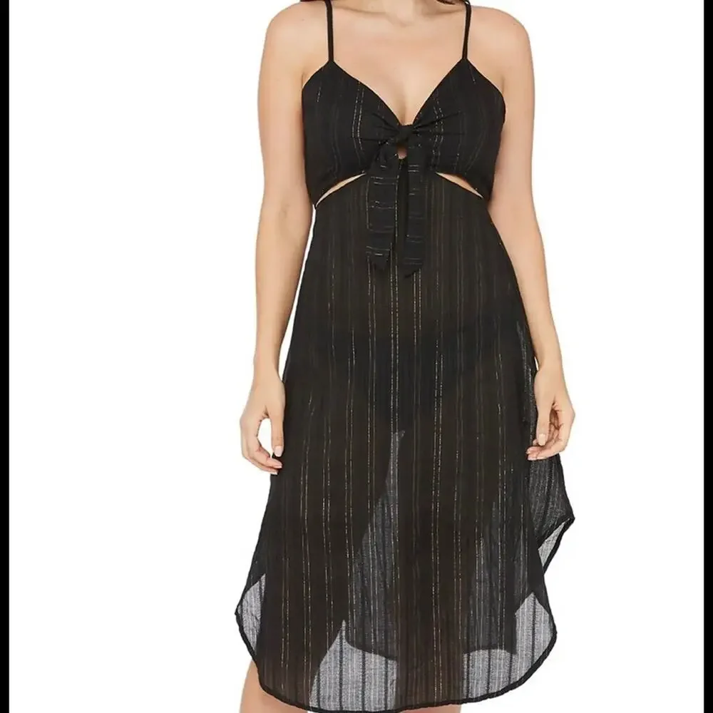 NWT La Blanca Black Cut out Front Tie Dress in XS